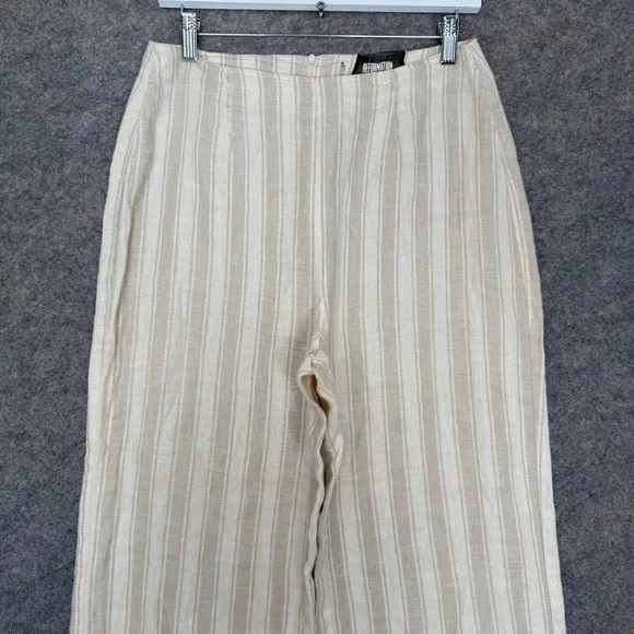 Reformation Wide Leg Striped Pants Womens 6 Cuffed High Rise Surplus Fabric USA‎ - Picture 2 of 16